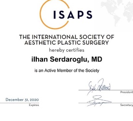 Uluslararası Estetik Plastik Cerrahi Derneği üyesi olmaktan gurur duyuyorum